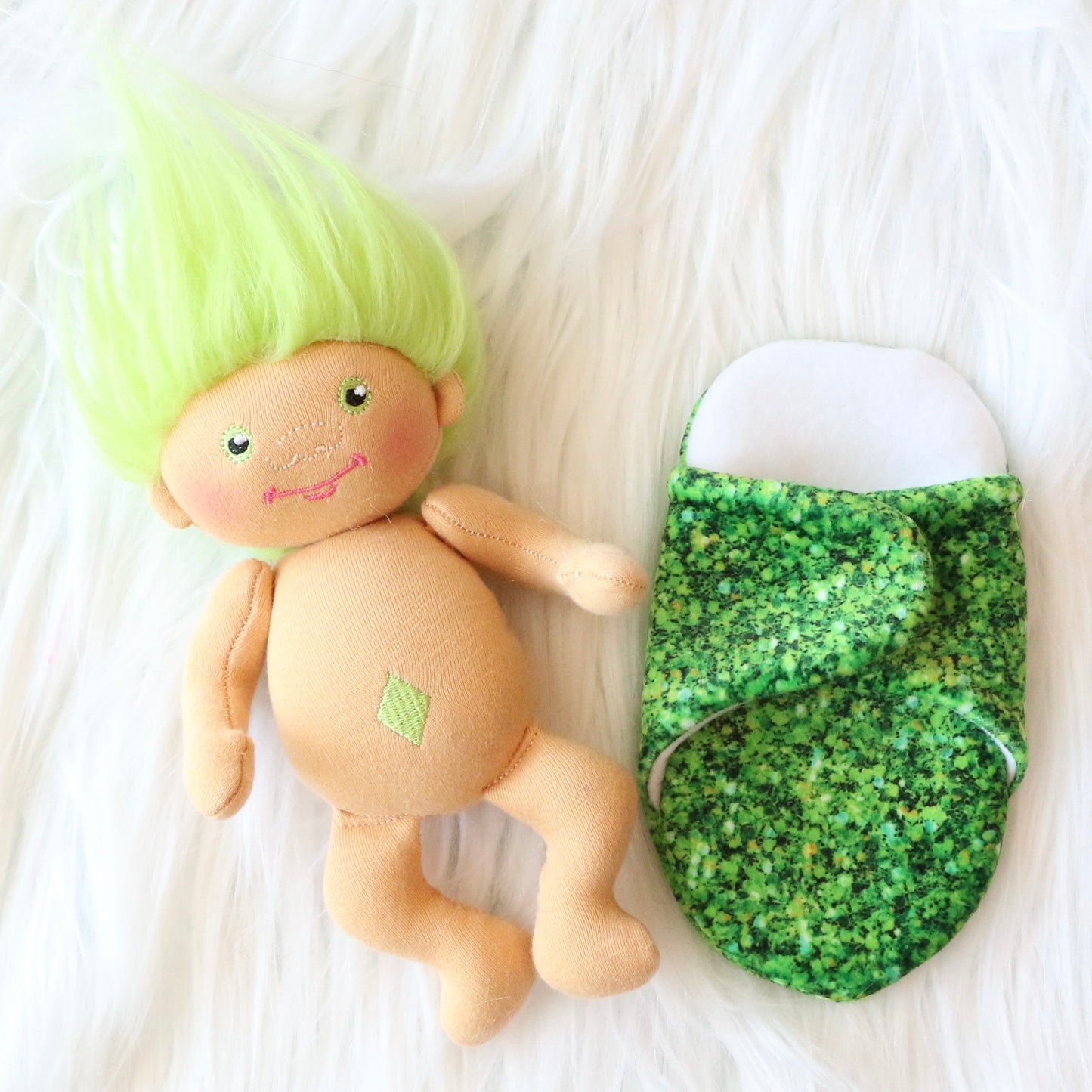 Lime Green Sparkle Troll Doll